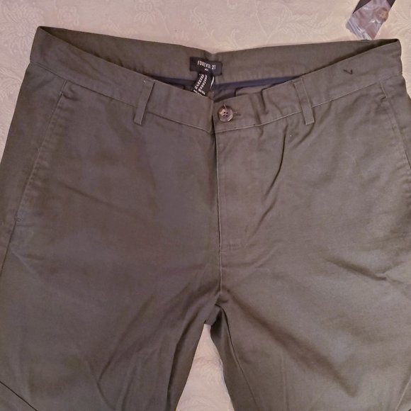 Forever 21 Mens Olive Green Chino Pants 36 - Picture 2 of 3